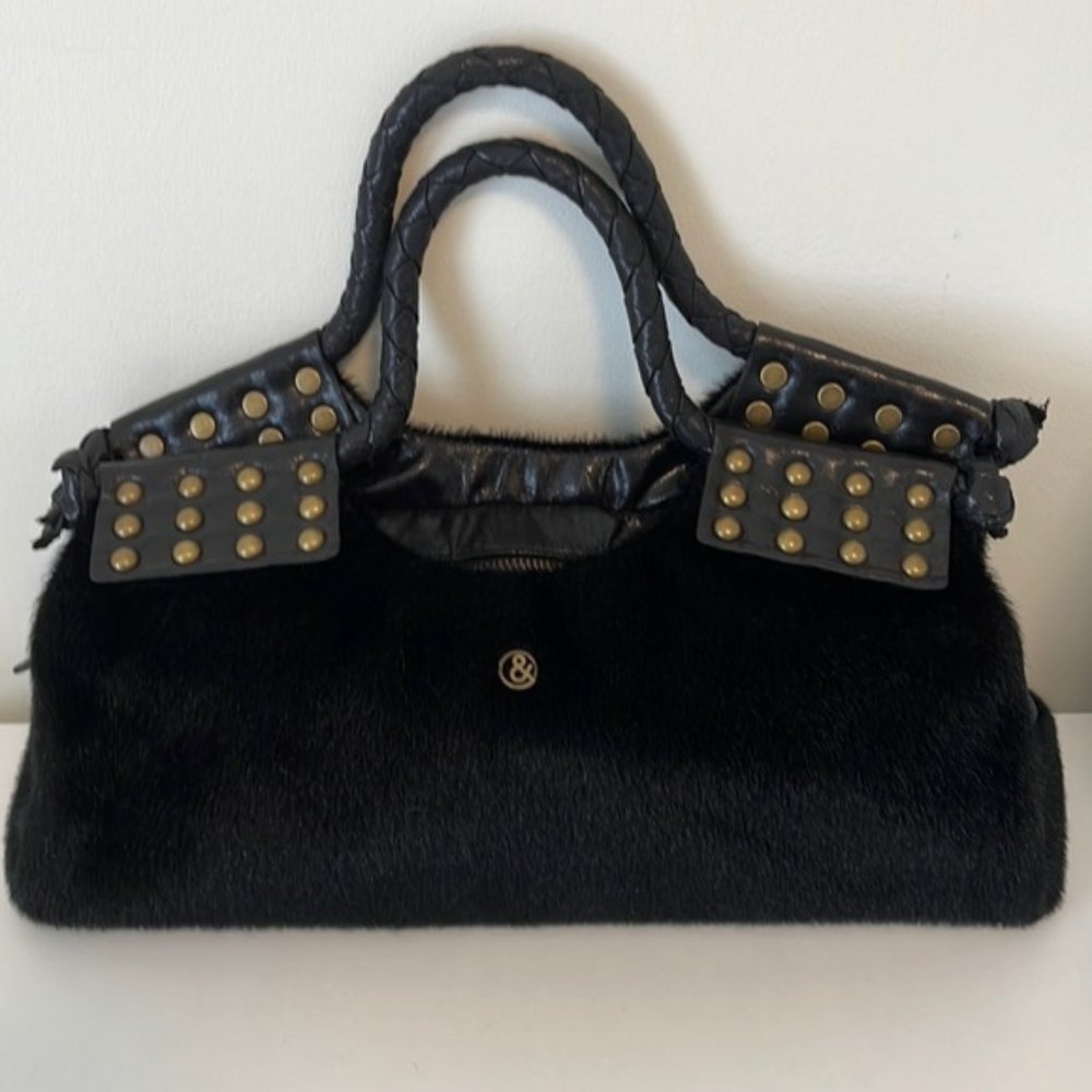 NWOT Matt & Nat faux fur and vegan leather bronze studded handbag